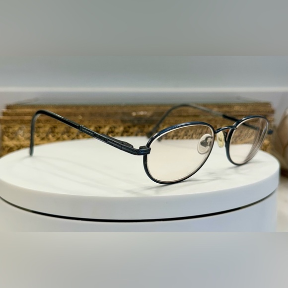 Broadway - Italy Designed Rx Eyeglass Frames - Blue/Gunmetal Silver-toned, VGUC - Picture 1 of 17